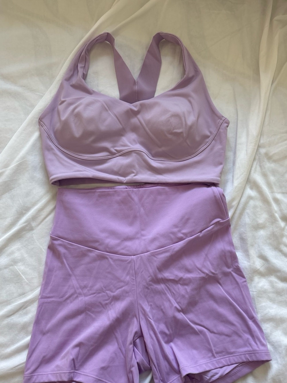 Women's Lavender Sports Bra & with High-Waist Bike Shorts Set